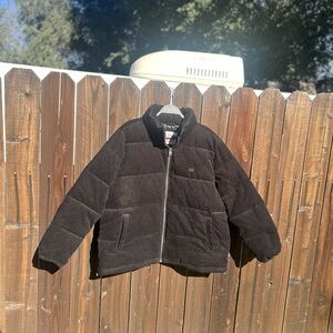 Levi’s Corduroy Puffer Jacket XXL Black Quilted Zip Up Warm Winter Coat